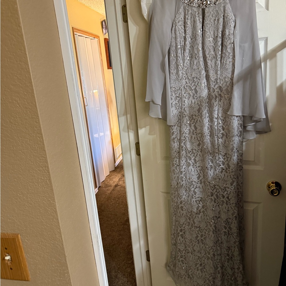 Camille La Vie Gray Lace Maxi Dress